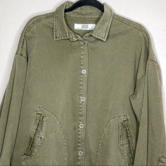 Zara Denim Oversize Canvas Button Jacket - Picture 2 of 6